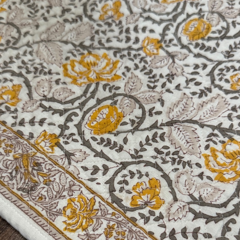 Quilted Table Runner - Yellow and Gray Floral - Picture 4 of 9